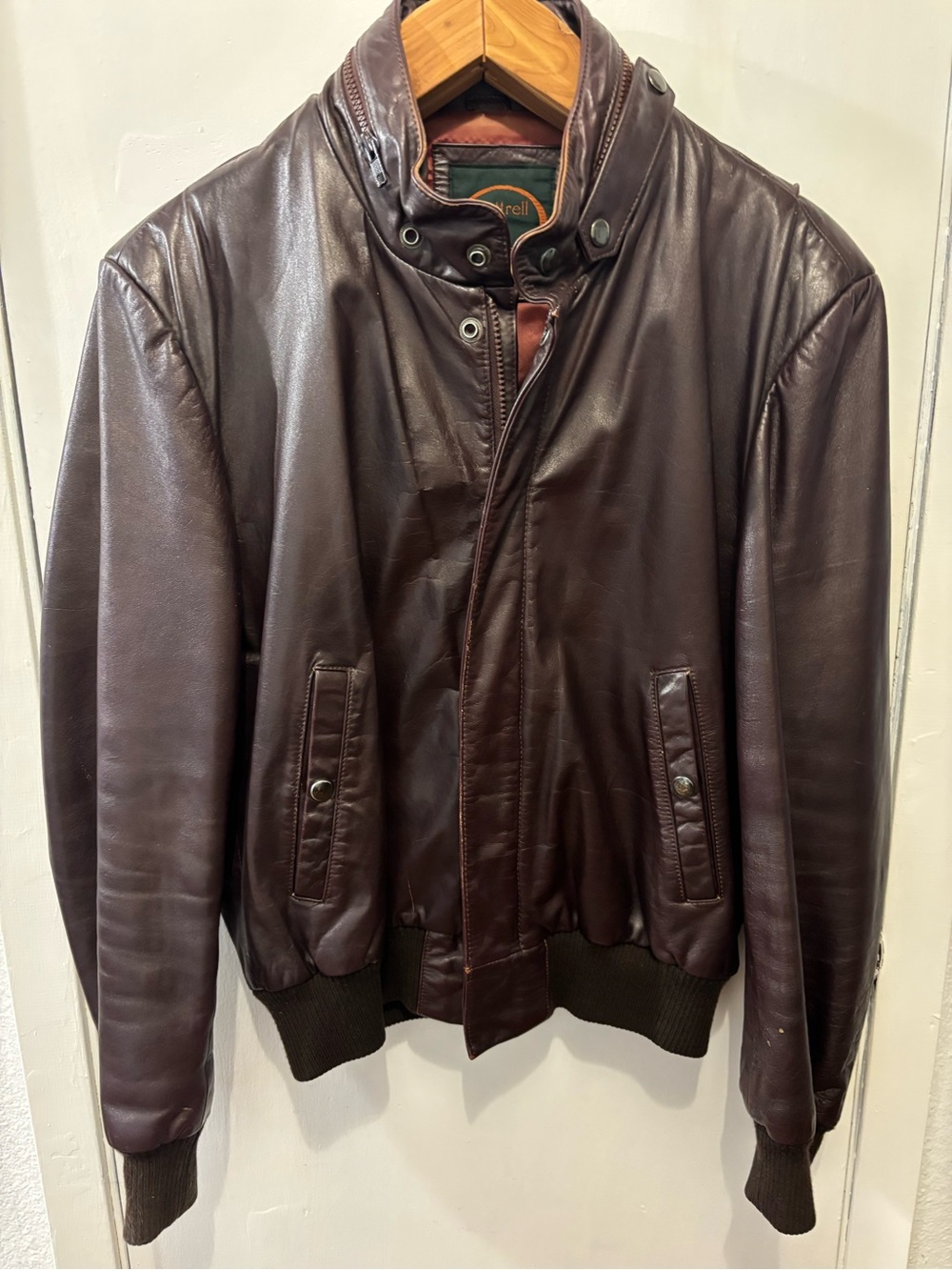 Cottrell & Hayes Men's Leather Bomber Jacket - Brown